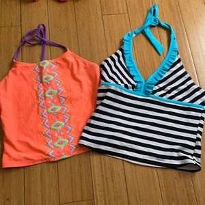 Bundle of GENTLY WORN girls tankini swim tops